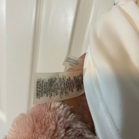 Karl Lagerfeld Tank Top Split Hem White Navy Small Neck Tie Loose Fit Stretch - Picture 4 of 13